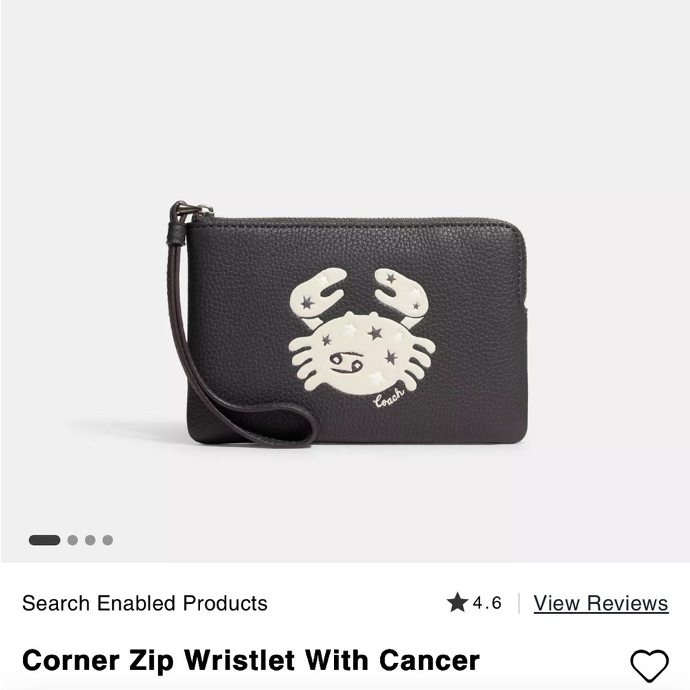 Coach Black Wristlet with White Crab Design